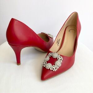 Journee Collection Izzie Medallion Pumps - Red - Womens Size 8